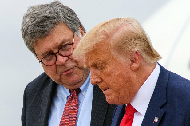 Click to enlarge William Barr and Donald Trump