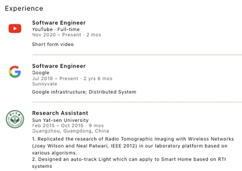 Click to enlarge CHEN’S EMPLOYMENT HISTORY.