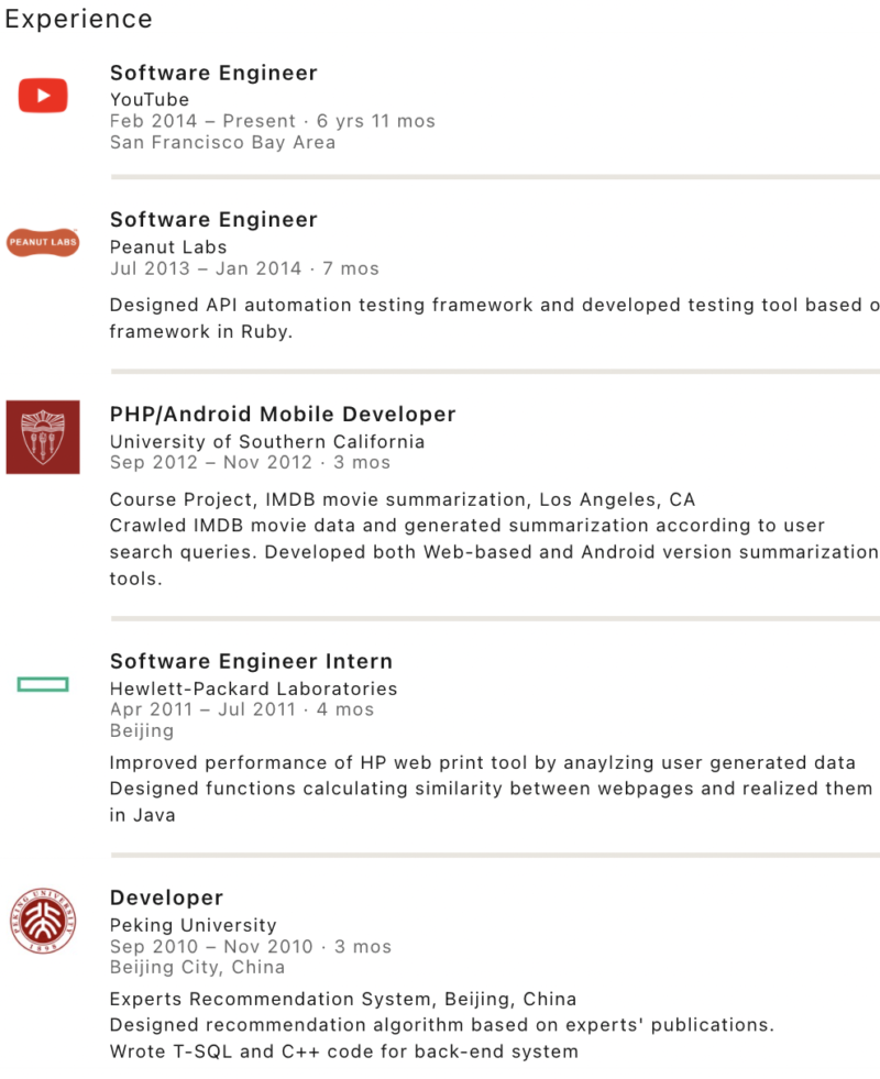 Click to enlarge HUANG’S EMPLOYMENT HISTORY.