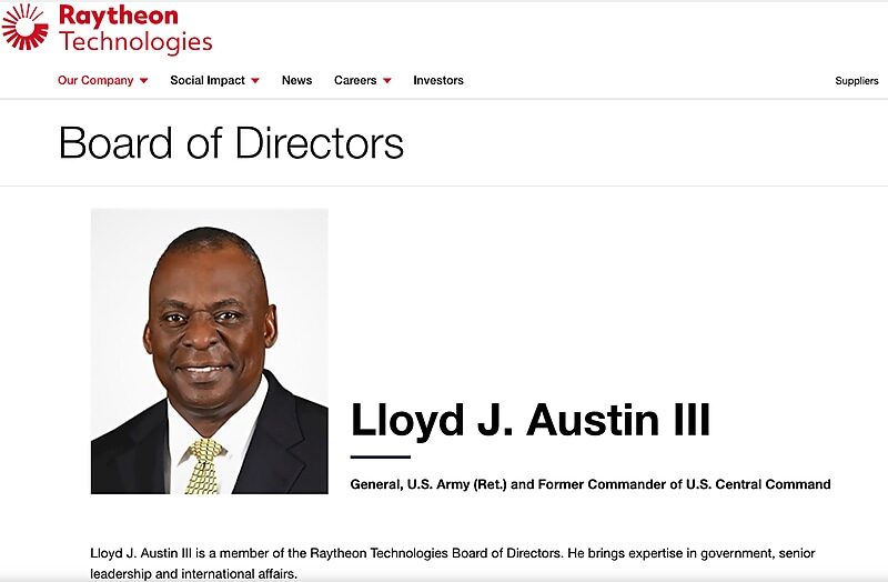 Click to enlarge lloyd austin pentagon biden raytheon