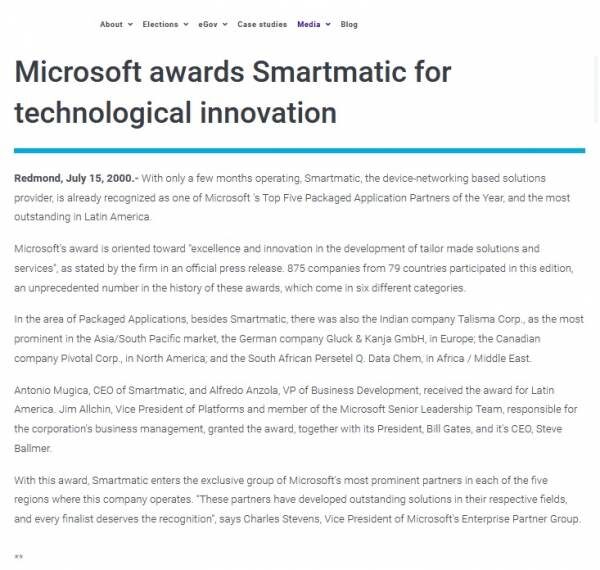 Microsoft awards Smartmatic