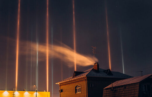Light pillars over Siberia