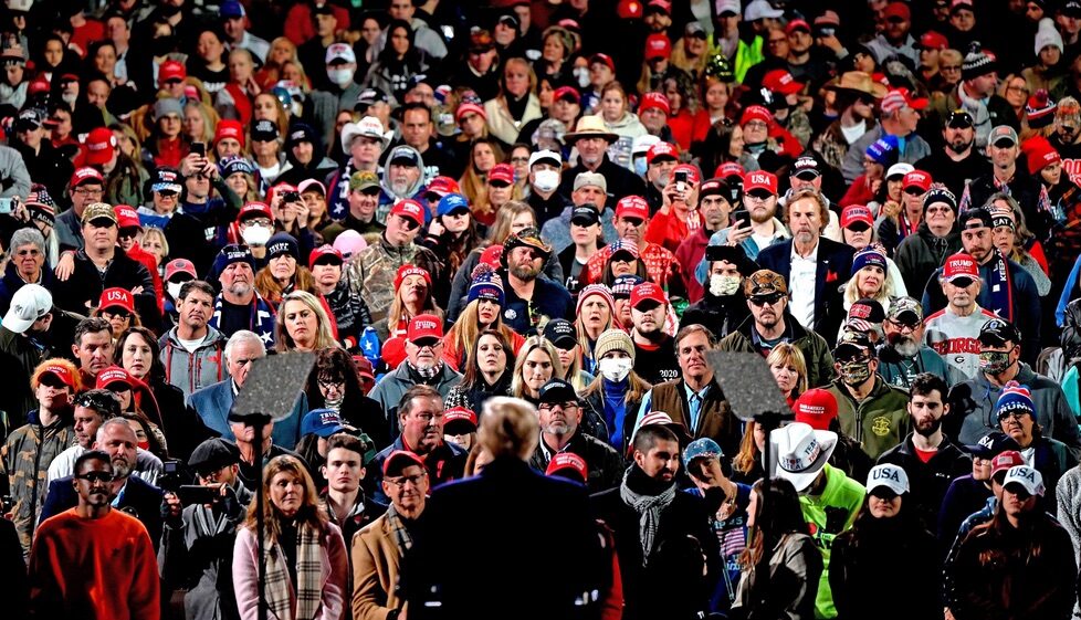 Click to enlarge Trump and supporters