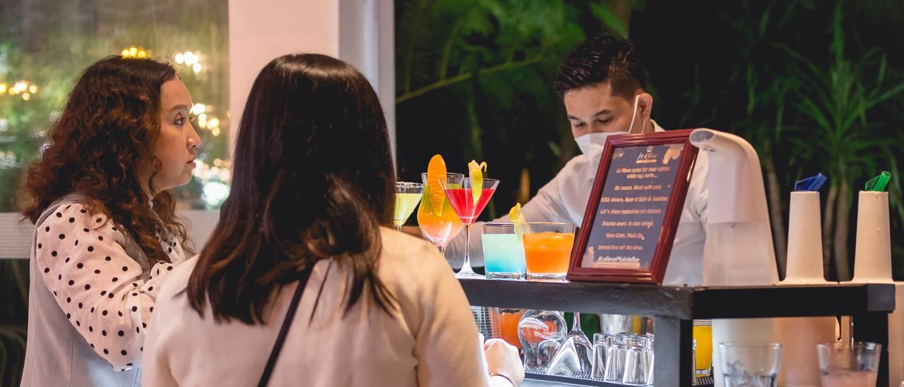 bartender mask partrons