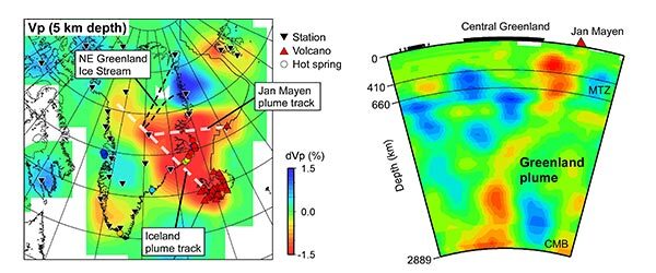 A map view of P wave velocity tomography at