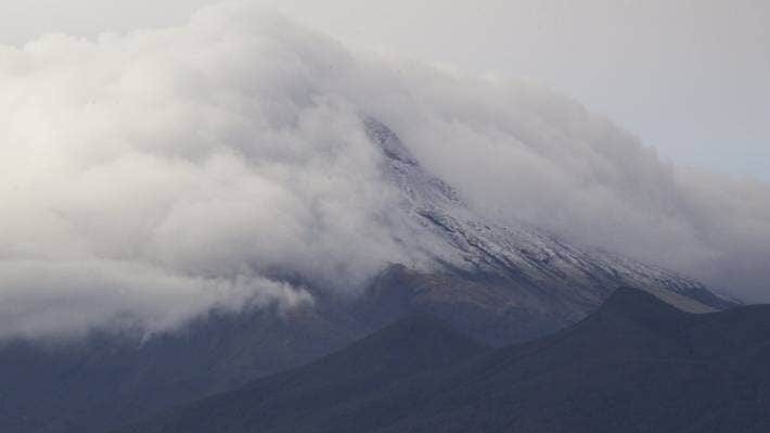 Click to enlarge Mt Taranaki received a summer dump of snow overnight on Saturday.