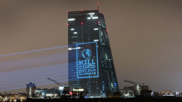 Click to enlarge activist slogan ecb