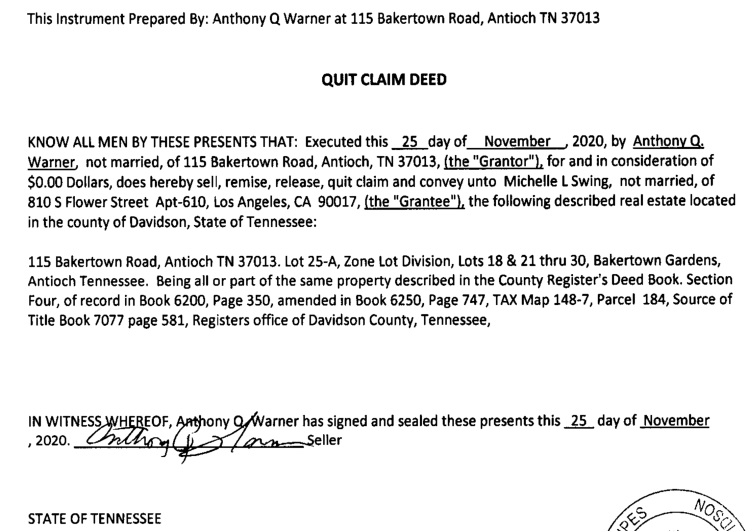 Click to enlarge quitclaim warner house michelle swing