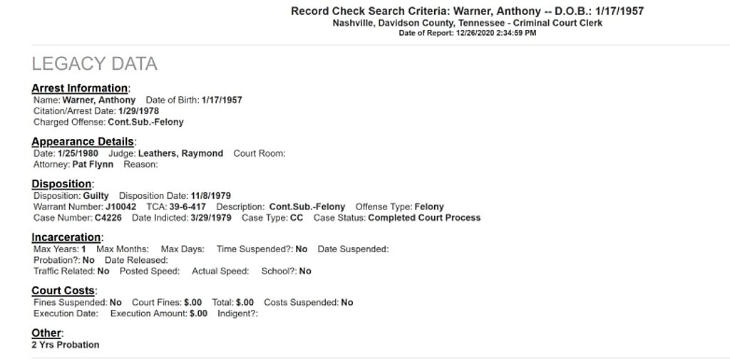 Click to enlarge warner arrest history nashville bombing
