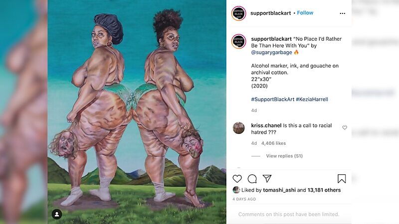 Click to enlarge blm painting black white people severed heads