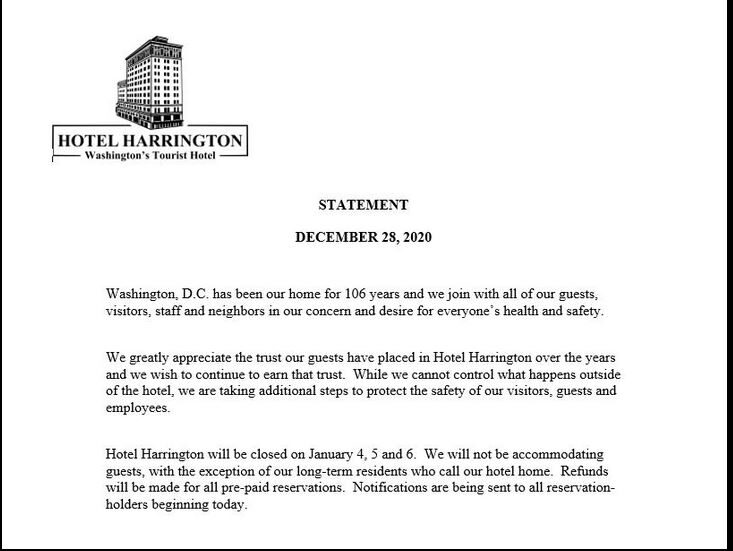 Click to enlarge HOtel harrinton statement proud boys