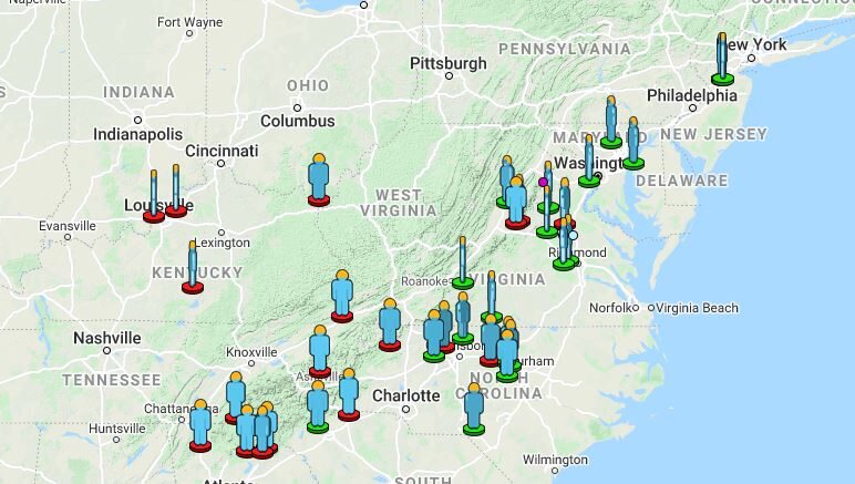 Observers map for event 8167-2020
