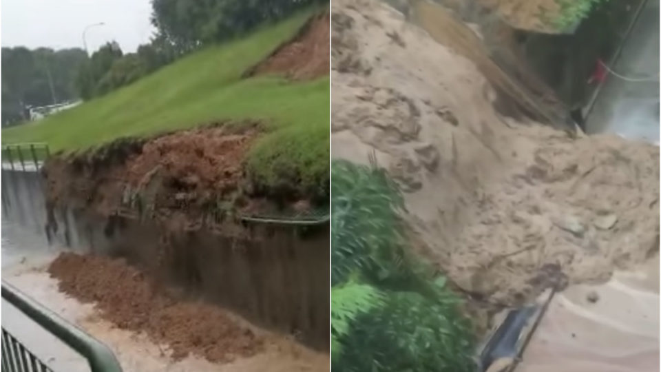 Mudslides captured on video at Loyang Avenue