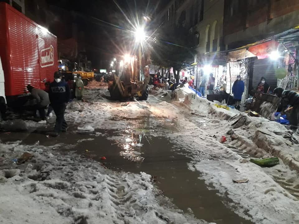 Clean up operations after hail and flash flooding