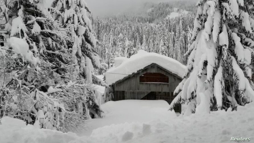 General view after heavy snowfall in Sappada, Italy, Jan. 3, 2021