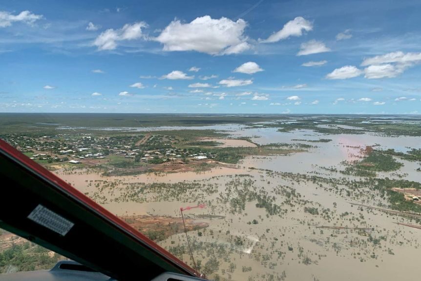 Floodwater over Normanton on Tuesday in Queensland's Gulf of Carpentaria.