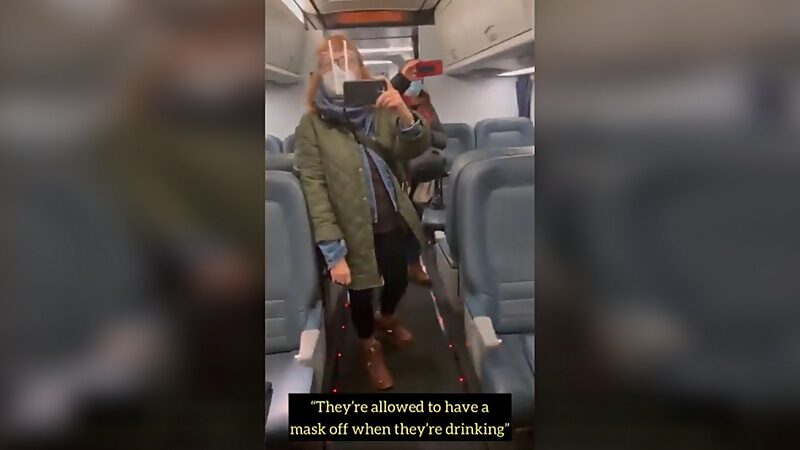 huffpost reporter train mask karen Sandi Bachom