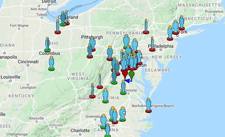 Observers map for AMS event 183-2021