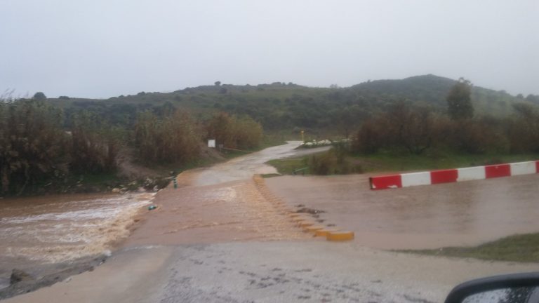 The flooding Fuengirola River in Mijas, Spain,