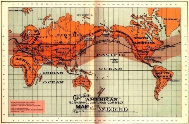 Click to enlarge Gilpins American map of the World