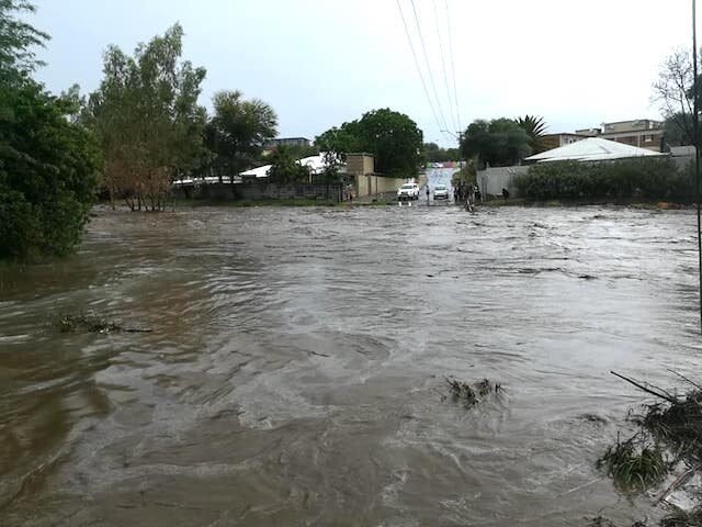 DANGER … Flooding in the Eros suburb of Windho