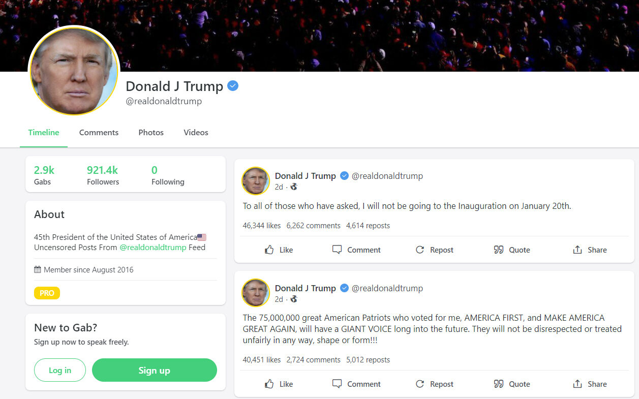 Click to enlarge Trump on Gab