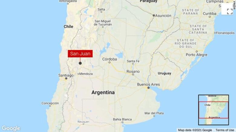 The earthquake took place in Argentina's San Juan province.