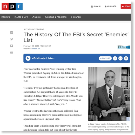 Click to enlarge FBI's secret enemies