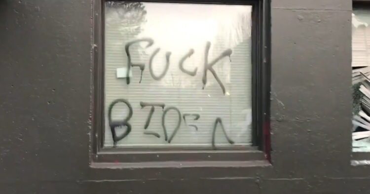 antifa graffiti democrat HQ