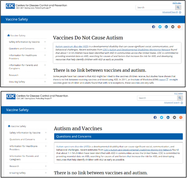 Old Version vs New Version CDC Web
