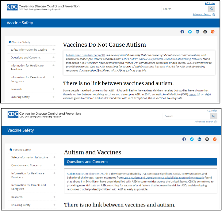 Old Version vs New Version CDC Web