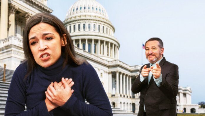Click to enlarge AOC occasio cortez ted cruz finger guns
