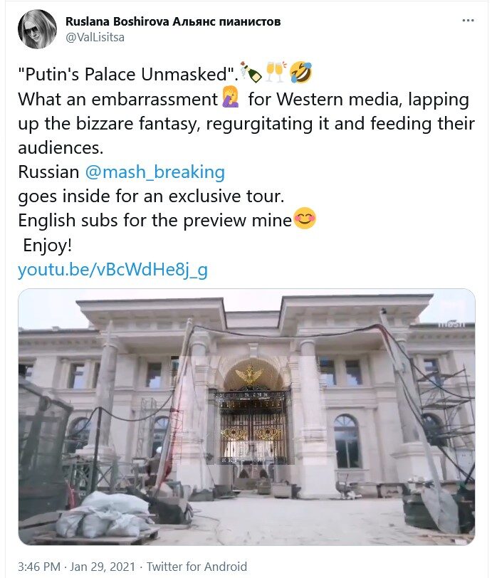 tweet putin palace debunked