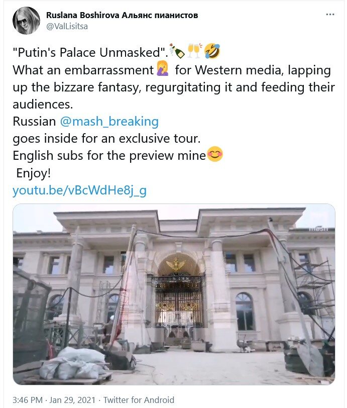 tweet putin palace debunked