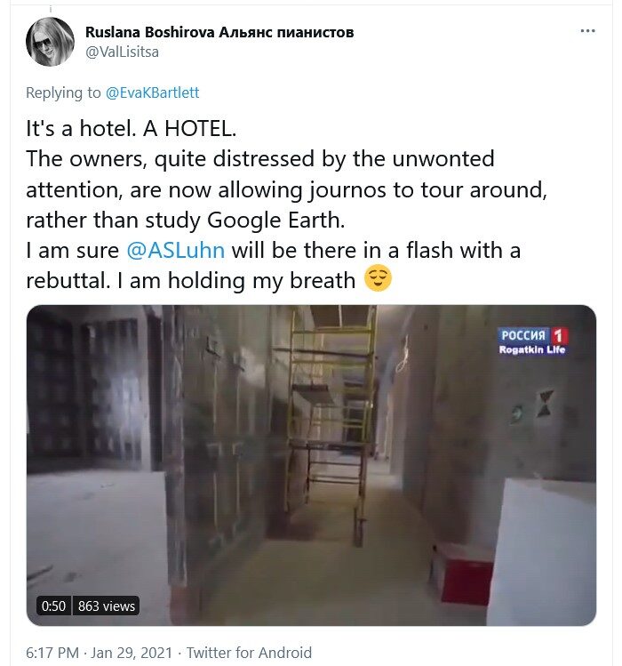 navalny propaganda putin palace hotel