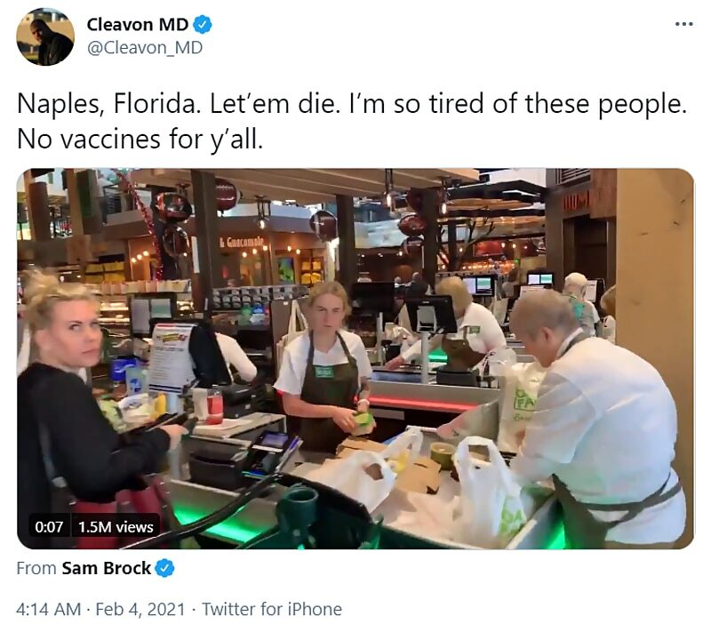 Click to enlarge doctor tweet florida no mask die