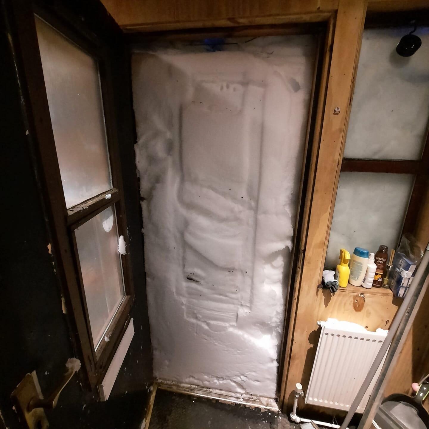 Click to enlarge The snow wall that greets the Robertson Family