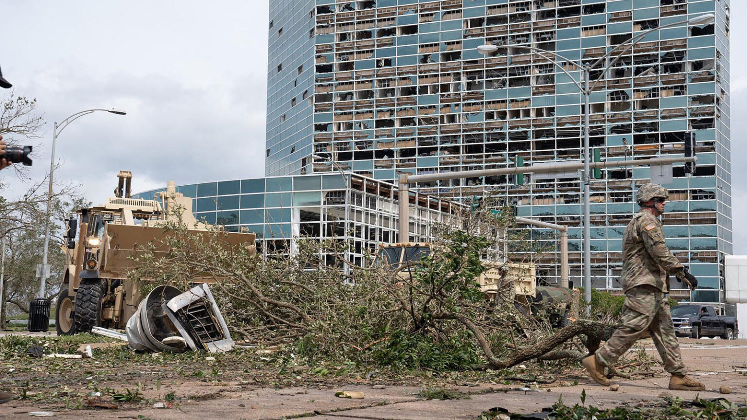 National Guard troops respond in the aftermath of Hurricane Laura in Lake Charles, Louisiana