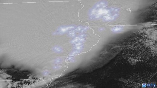 GOES-16 visible images of the midwest U.S. derecho