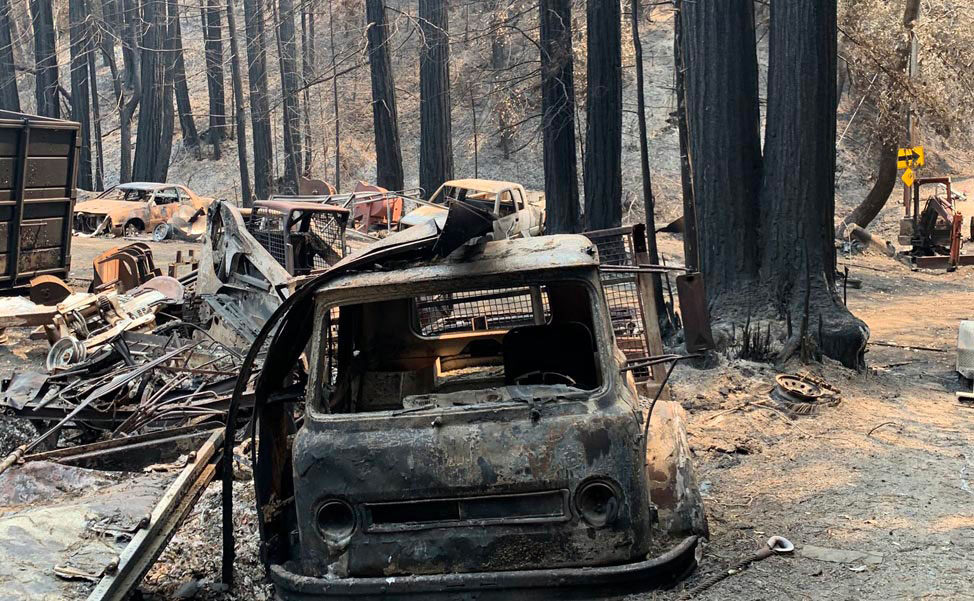 Damage on September 3, 2020, from the CZU Complex fire in California