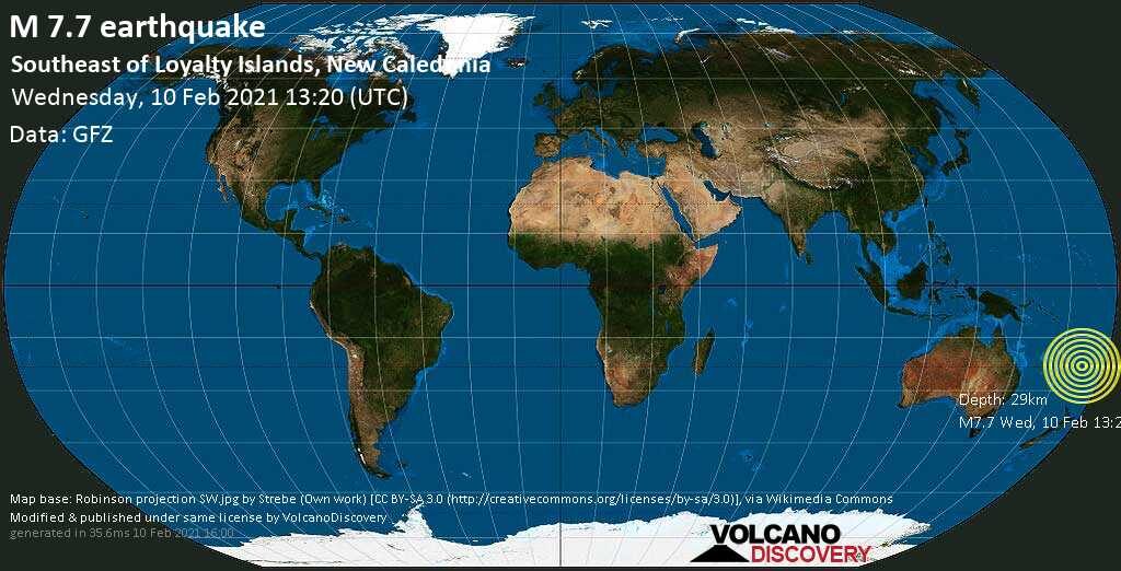 Click to enlarge Earthquake map New Caledonia