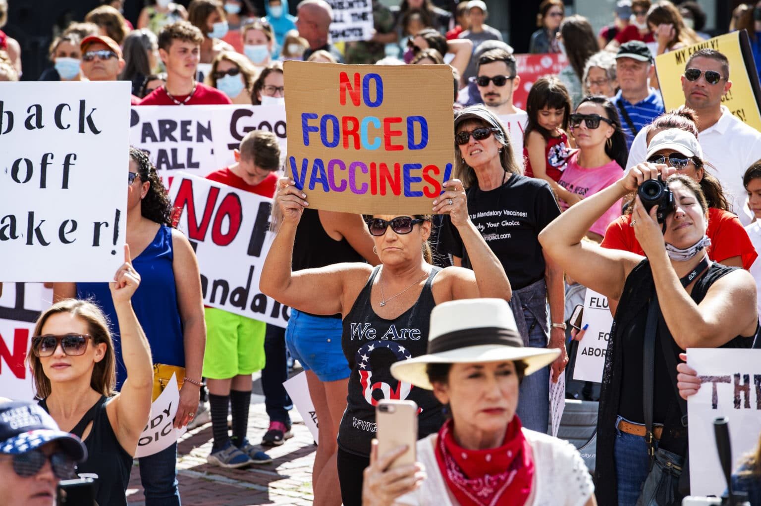 QAnon vaccine protest