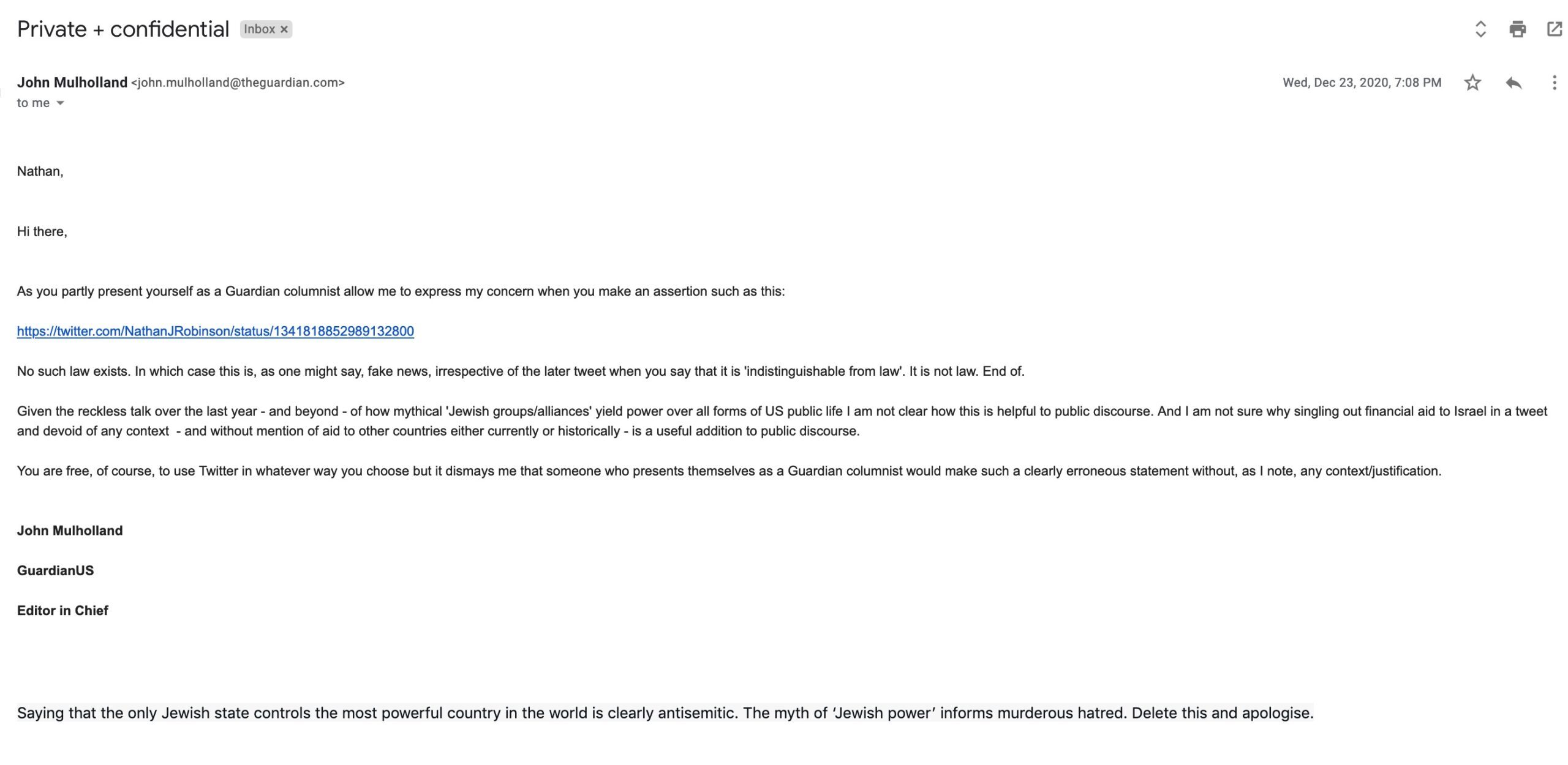 Click to enlarge guardian email fire columnist
