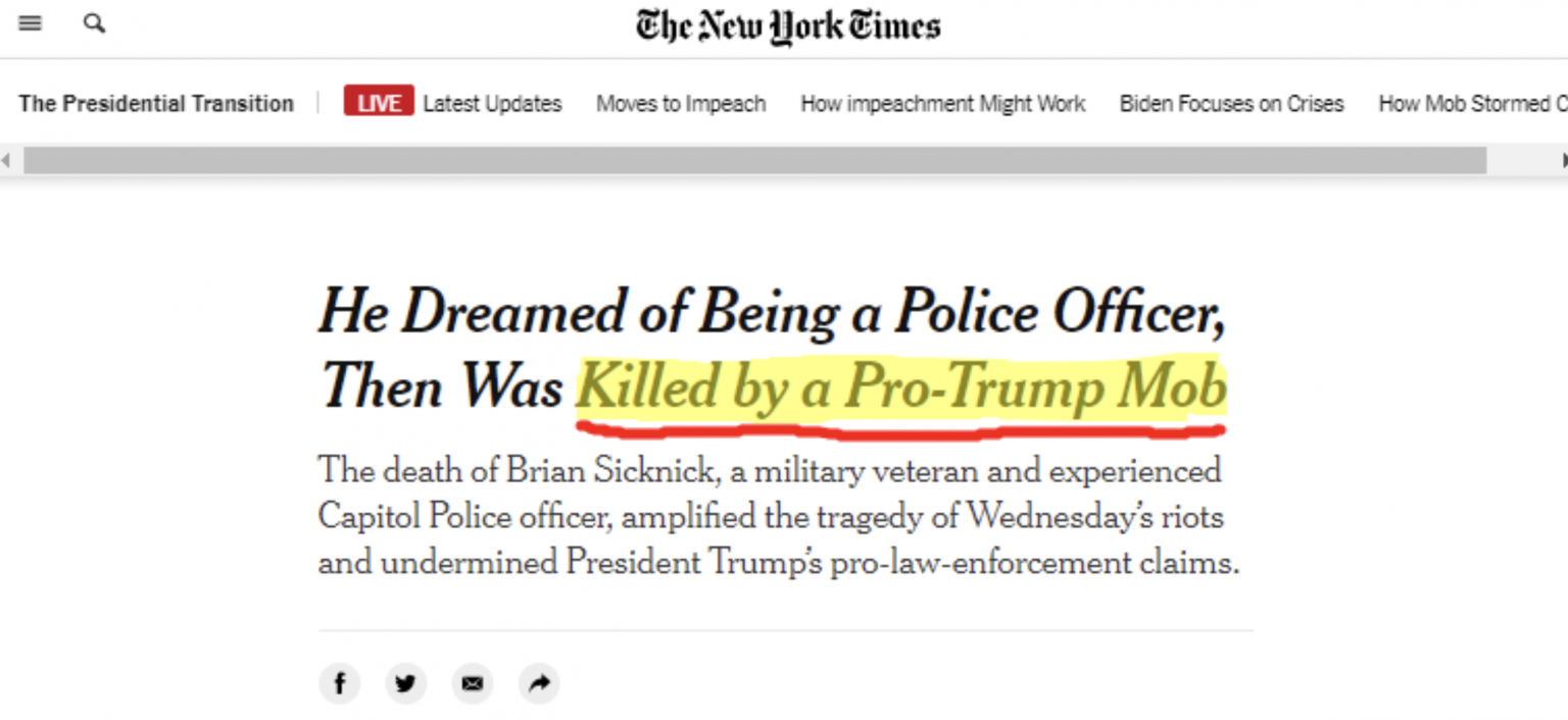 times headline sicknick capitol police