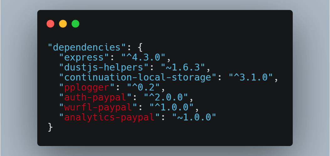 dependencies paypal package