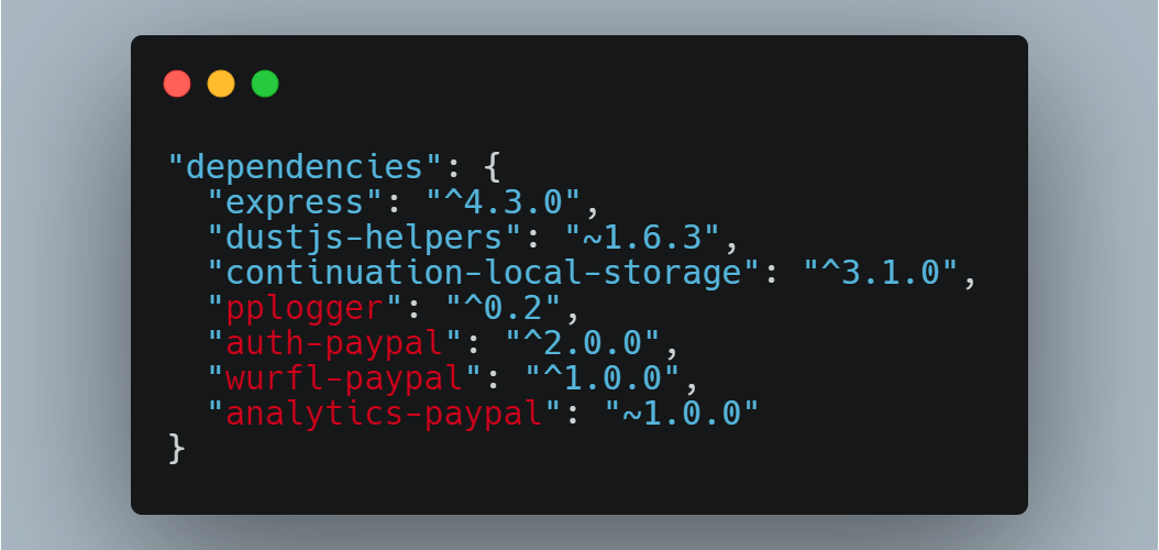 Click to enlarge dependencies paypal package