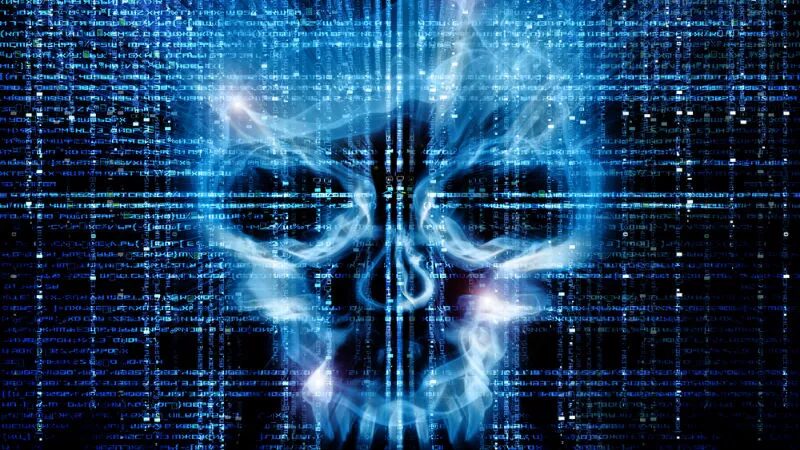 Click to enlarge computer code skull
