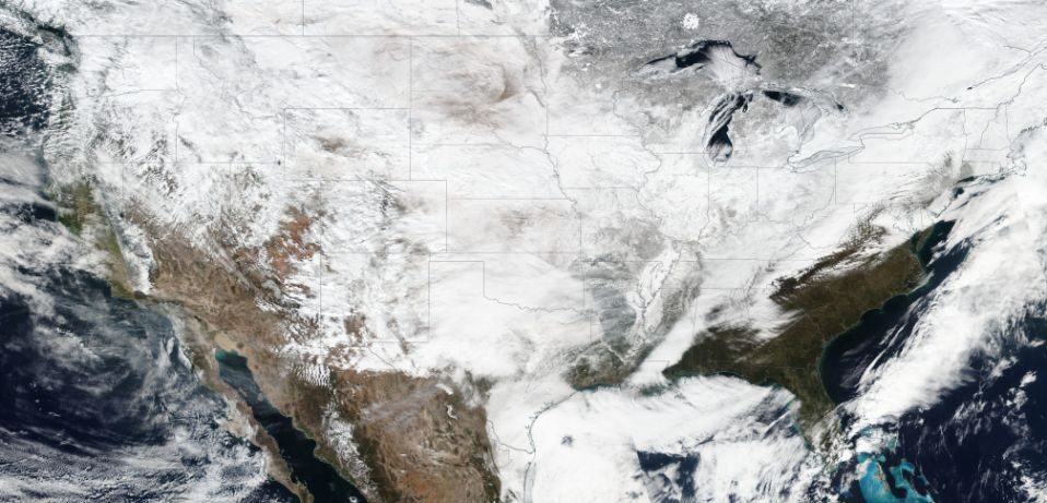 This satellite image captured February 16, 2021,
