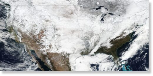 This satellite image captured February 16, 2021,