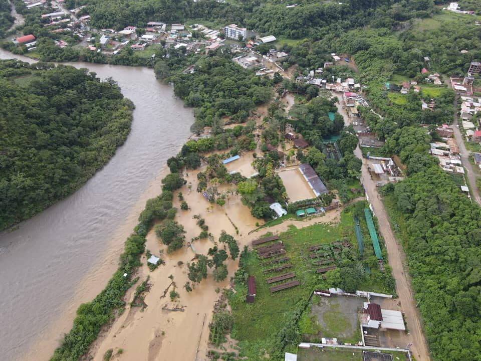 Flood and mudslide debris in La Convencion,